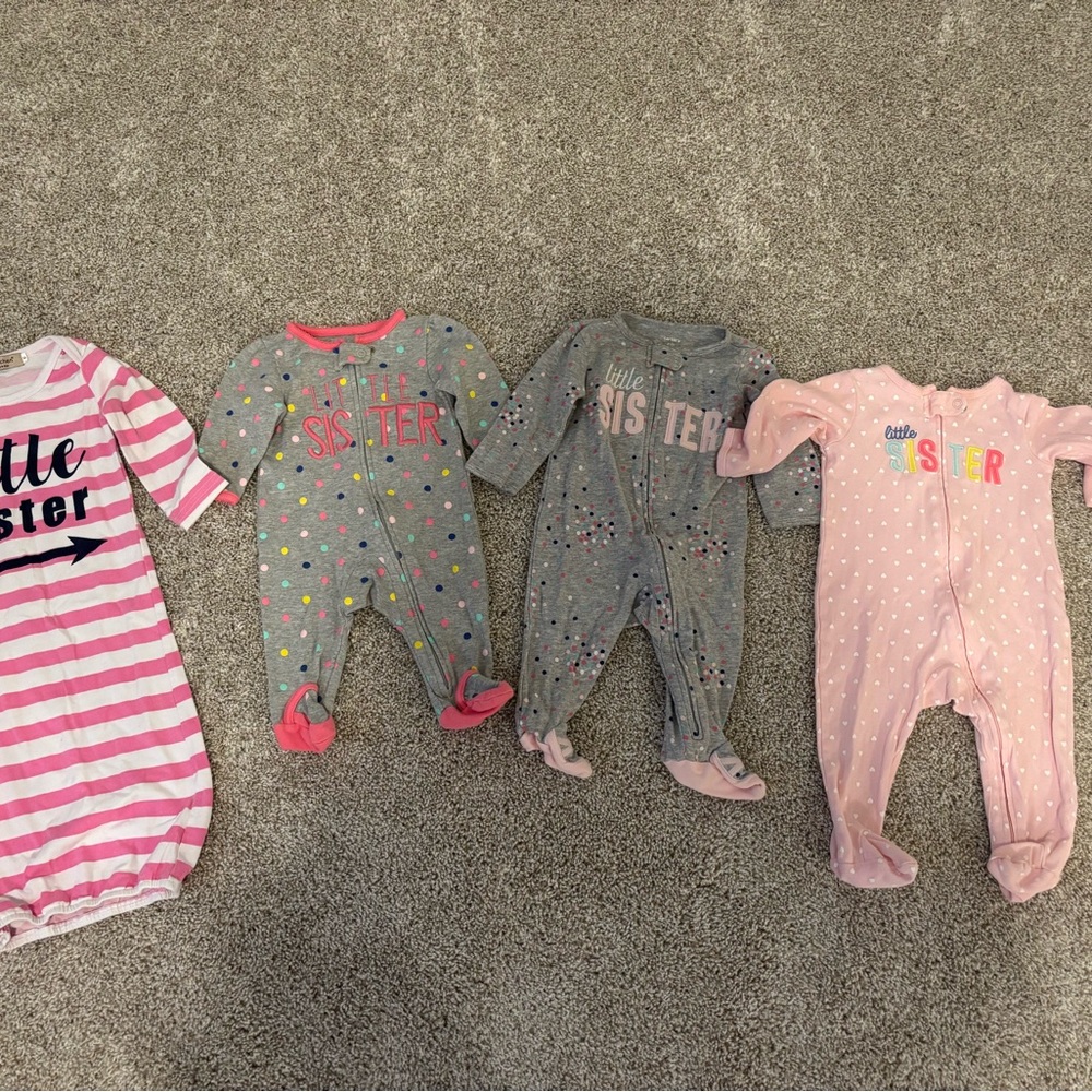 Carter's Little Sister Pajama Set - Pink, Gray, and White newborn-12 months